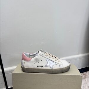 Golden Goose White and Pink Star Sneakers